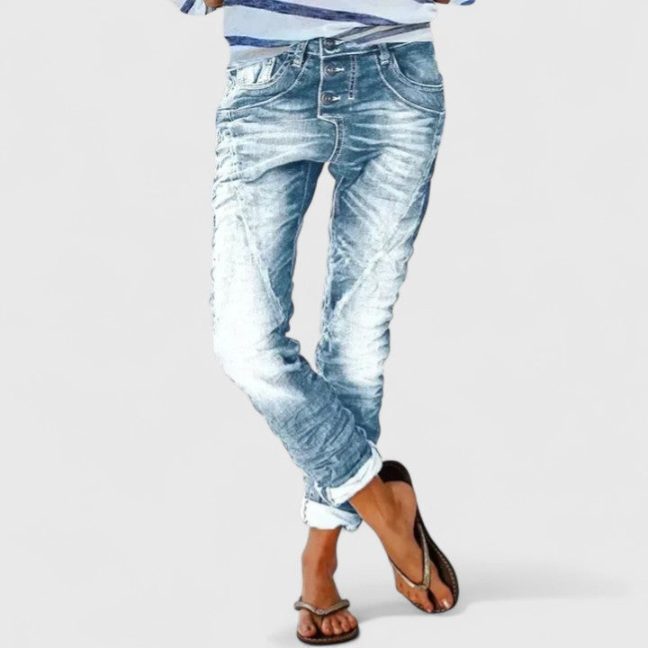 Faded Relaxed Fit Cuffed Boyfriend Jeans