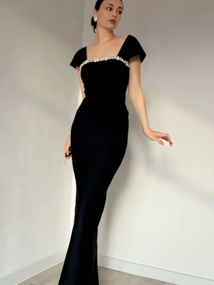 Diamond Bandage Square Neck Maxi Dress - View 3