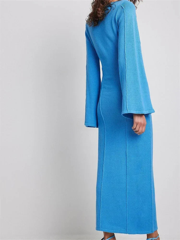 Vintage Washed Patchwork Flared Sleeve Dress