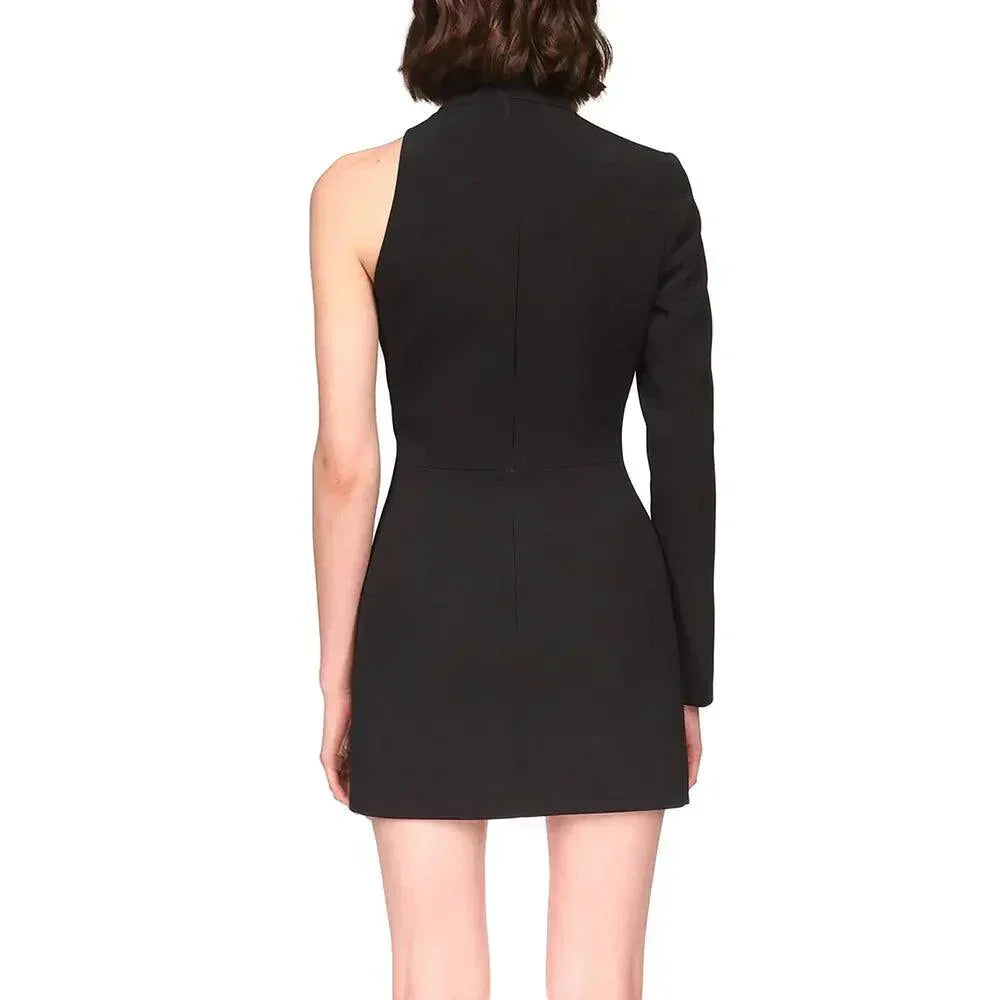 One Shoulder Long Sleeve Starfish Mesh Panel Bodycon Mini Dress