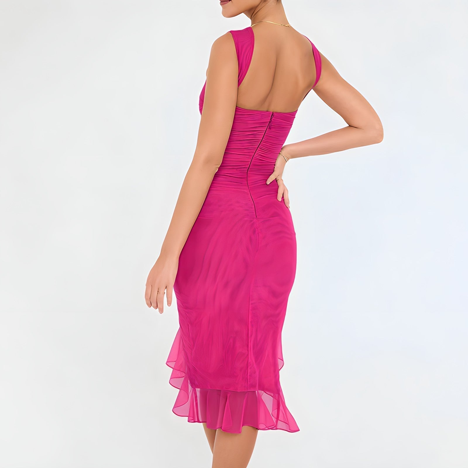 Effortless Penelope Midi Dress with Ruffles Boutique Collection