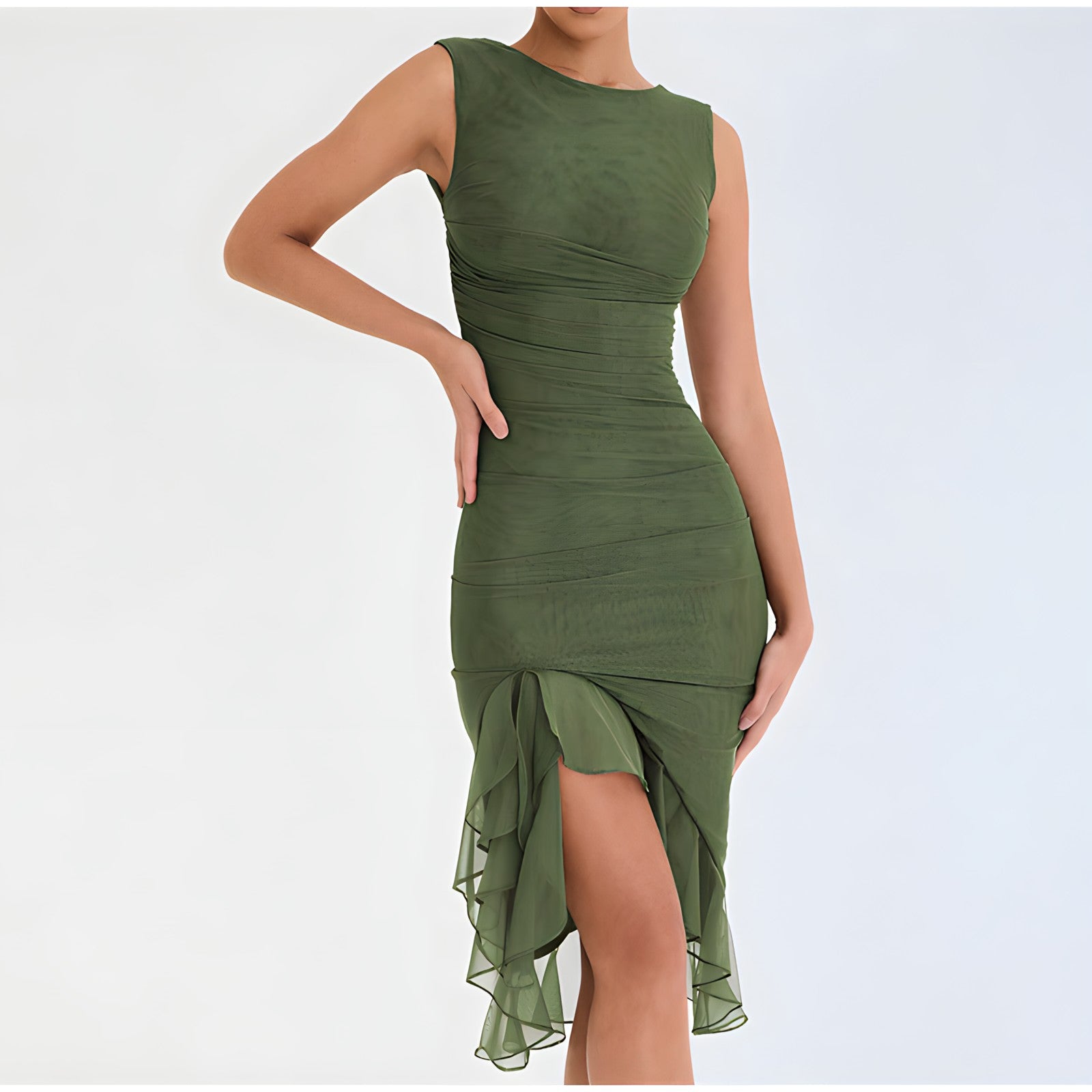 Effortless Penelope Midi Dress with Ruffles Boutique Collection