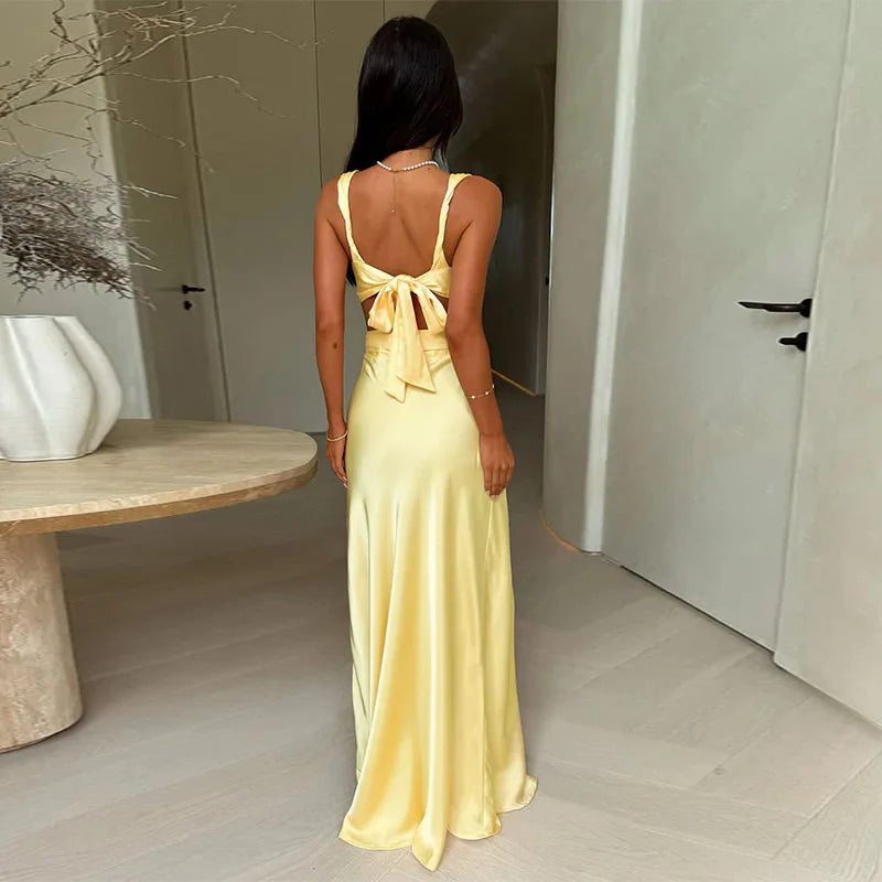 Hollow Edition Slit High Waist Maxi Party Dress