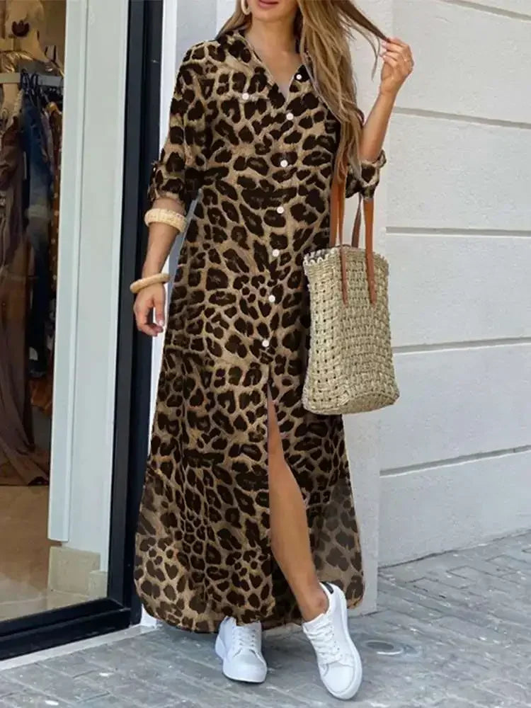 Rafaela Womens Leopard Print Dress with Relaxed Fit and Smart Casual Fashion