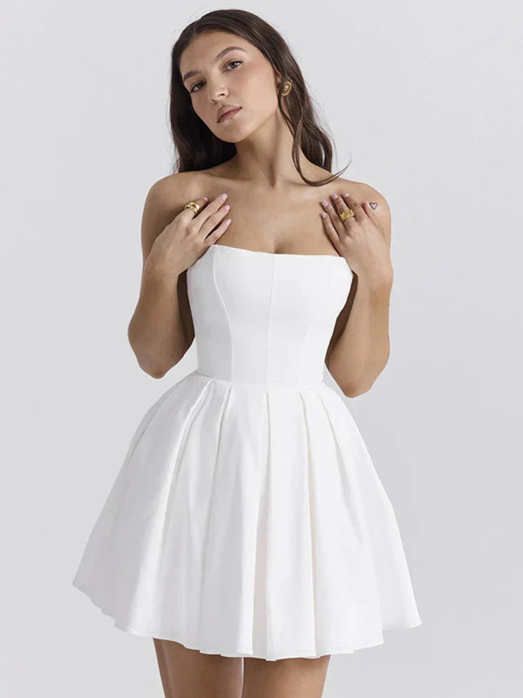 Strapless Corset Pleated A-Line Mini Dress