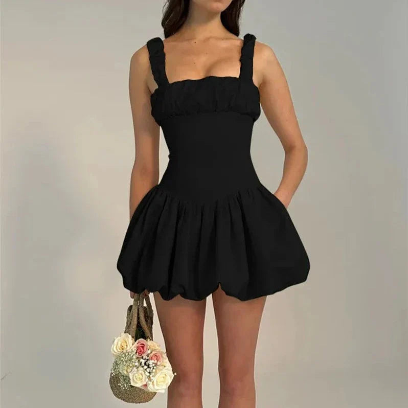 His Beautiful Dilemma Satin Bubble Hem Mini Dress - View 12