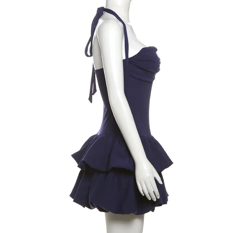 Sexy Backless Spring Mini Dress Women Square Collar Patchwork Bandeau Fashion Solid 2025 Dress Female Bodycon Dress