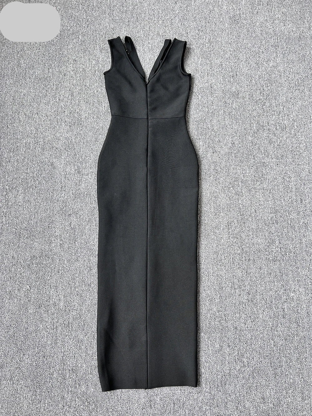 Medallion Safety Pin Sleeveless V-Neck Wrap Bandage High Split Midi Dress