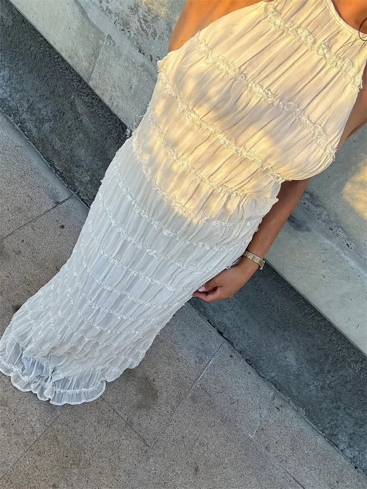 Patchwork Laceup Beach Maxi Dress