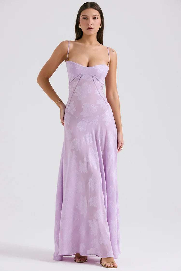Floral Spaghetti Strap Sheer Slip Maxi Dress