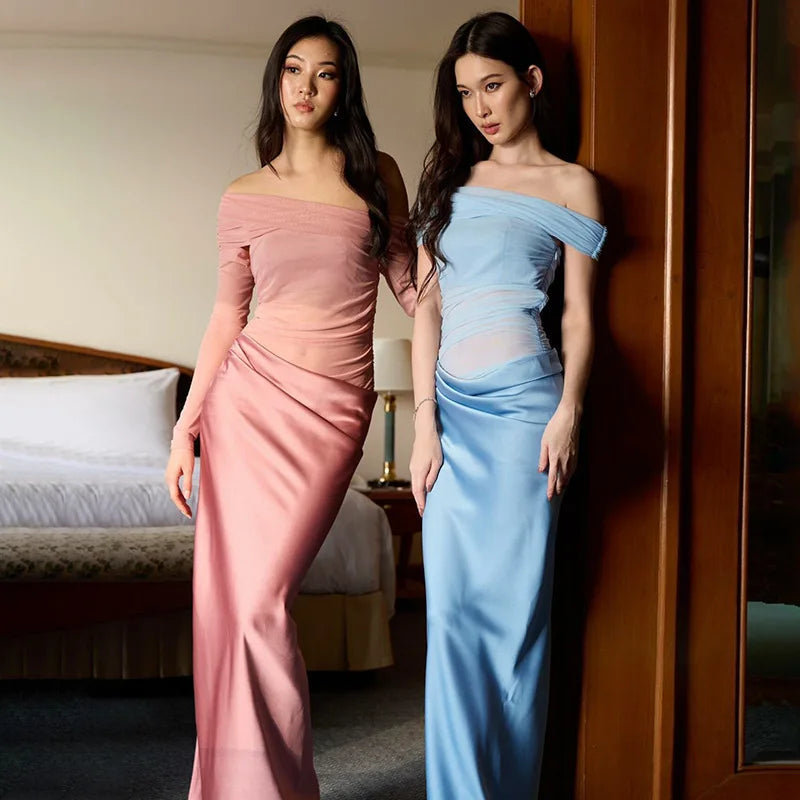 Off - the - Shoulder Strapless Backless Maxi Dress