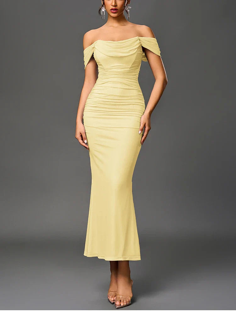 MARIA OFF SHOULDER DRESS Yellow