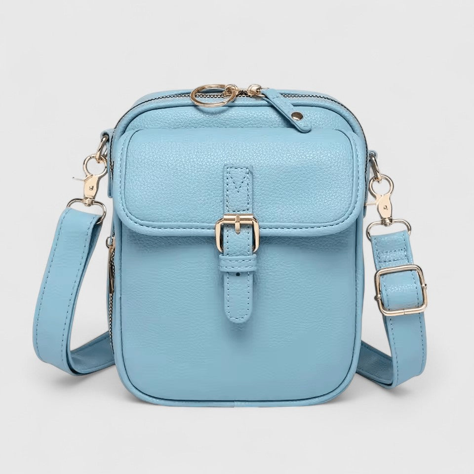 Buckle Flap Front Boxy Crossbody Bag