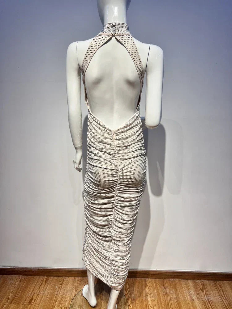 Halter Neck Bodycon Maxi Dress - View 9