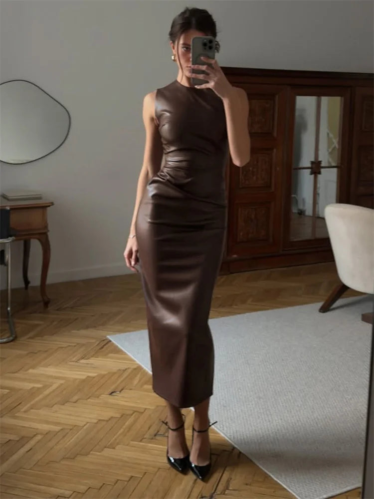 HANNA FAUX LEATHER DRESS