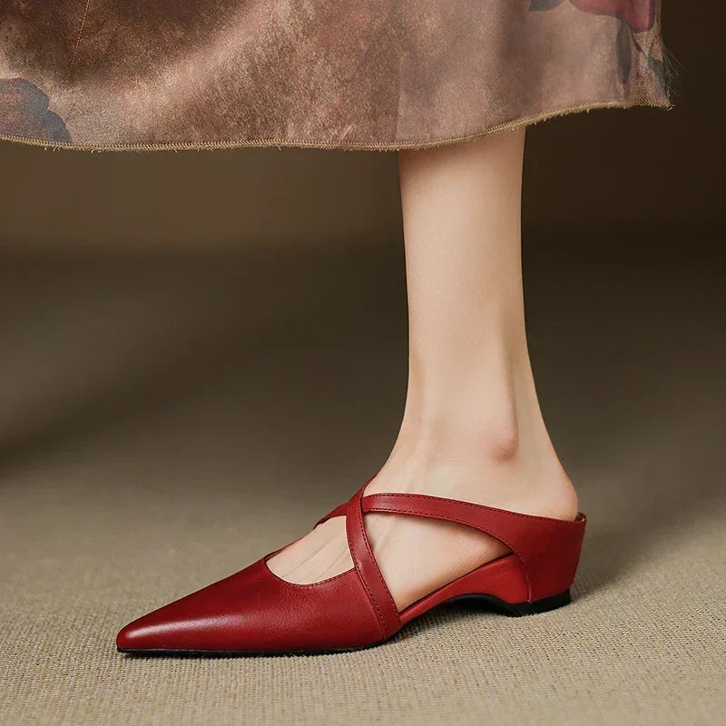 Pointed Toe Cross Strap Flats
