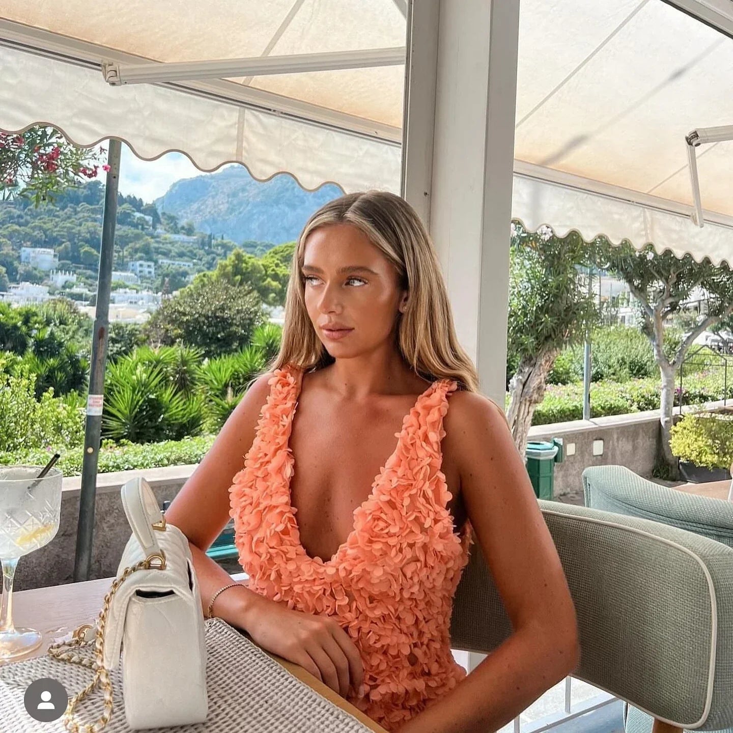 Floral Applique Deep V-Neck Sleeveless Bodycon Mini Dress