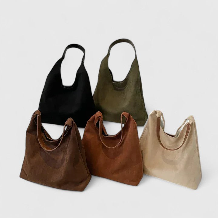 Slouchy Suede Look Hobo Tote Bag