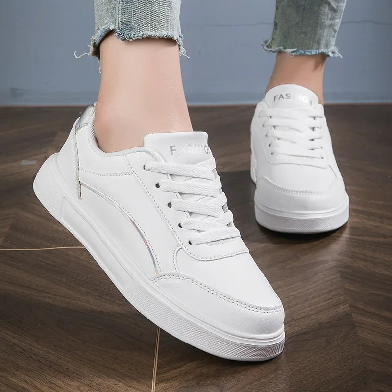 Lace Up Metallic Accent Low Top Sneakers
