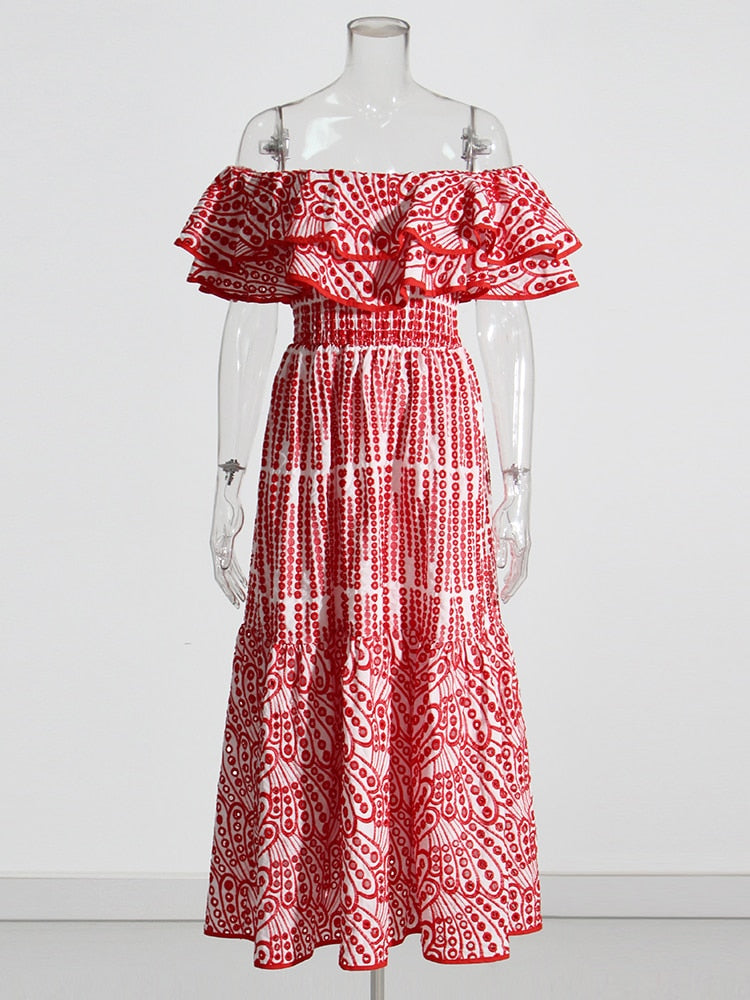 UMA MIDI DRESS Red