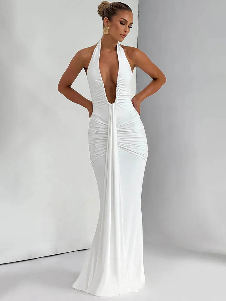 AIDA DRAPED MAXI DRESS White