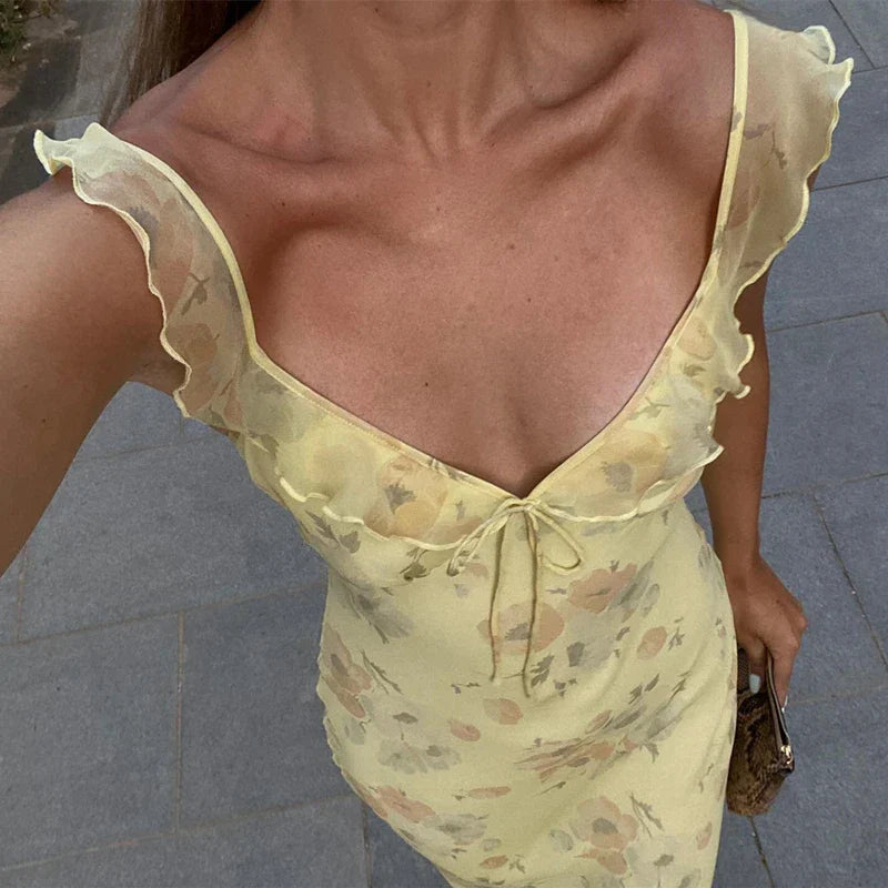Ruffle Off Shoulder Floral Dress