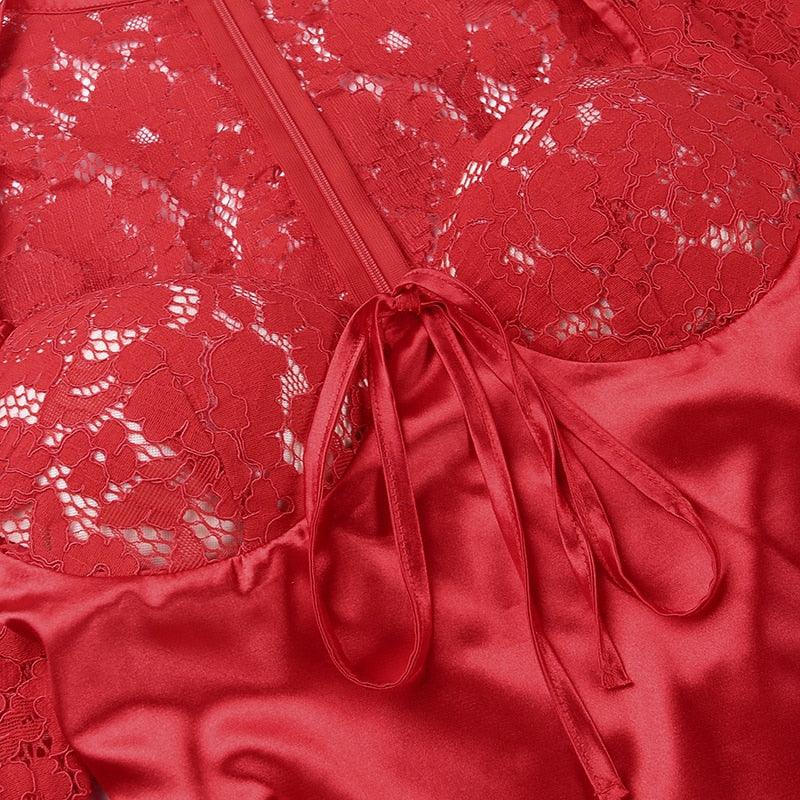 Happily Ever After Satin And Lace Mini Dress - View 9
