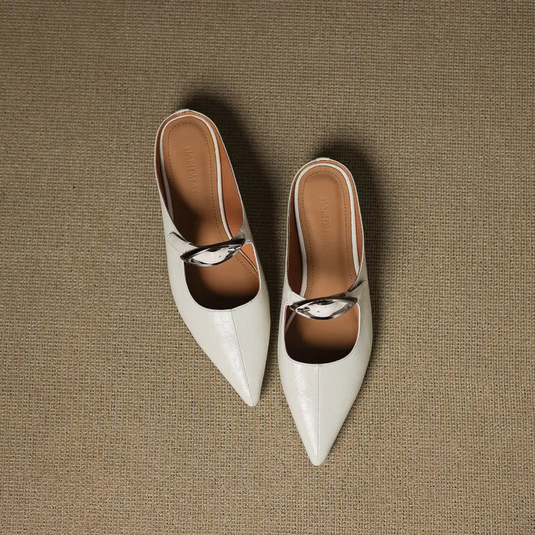 Pointed Toe Buckle Strap Low Heel Mary Jane Pumps