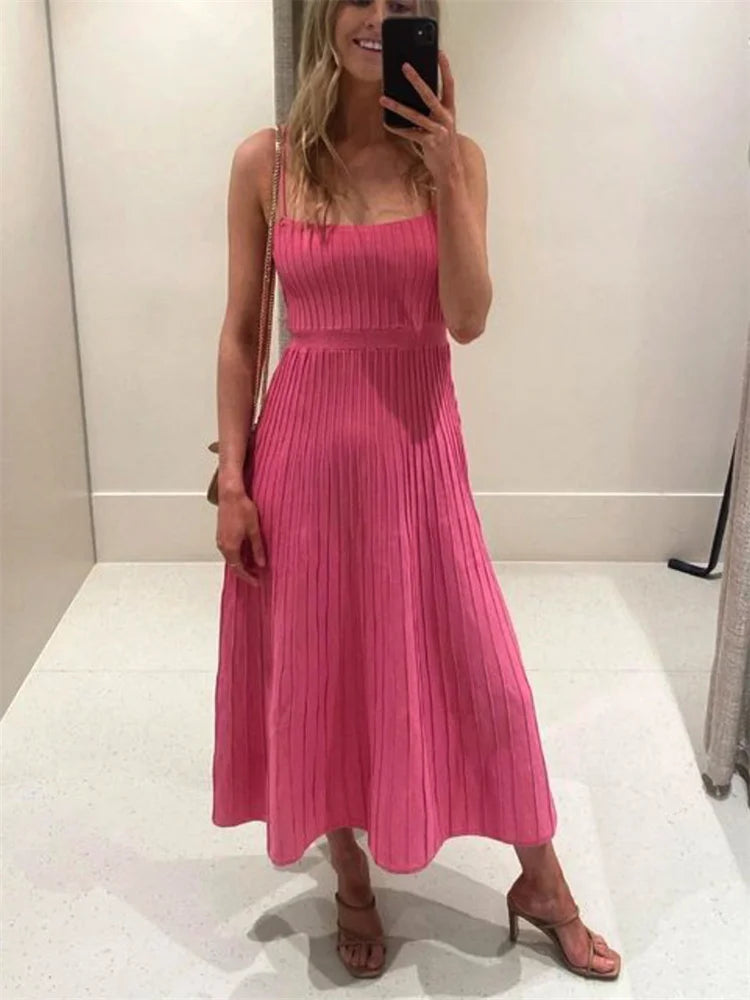 FREYA RIBBED MAXI DRESS Pink