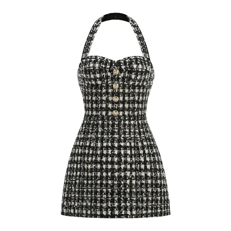 MARTA TWEED MINI DRESS Black