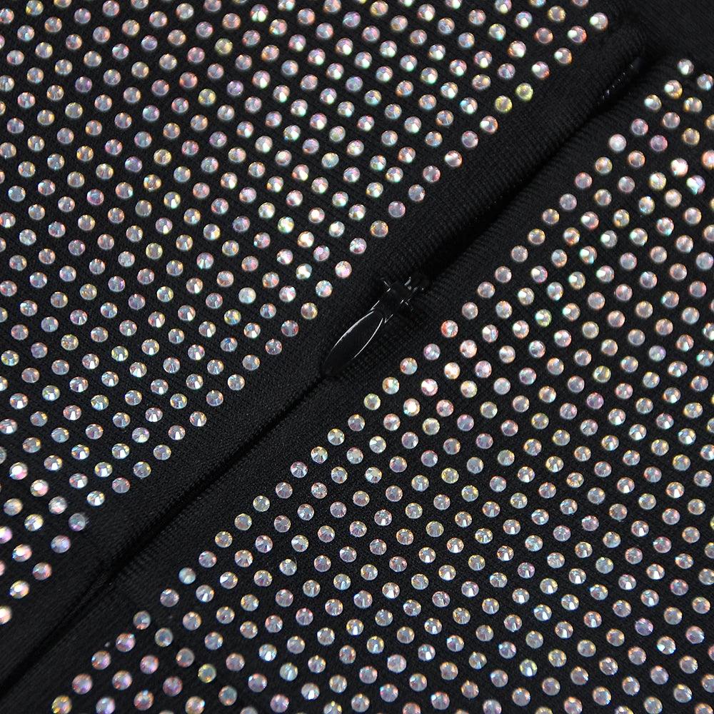 Rhinestone Strapless Cut Out Bodycon Mini Dress