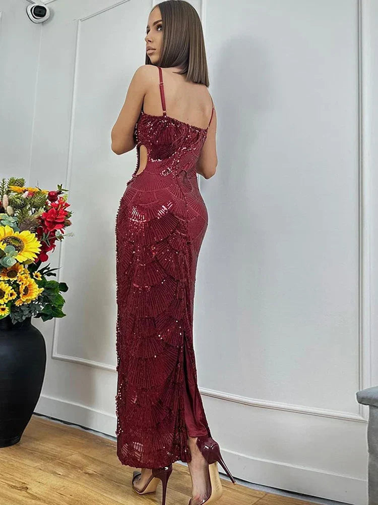 Sequin Cut Out Mini Dress