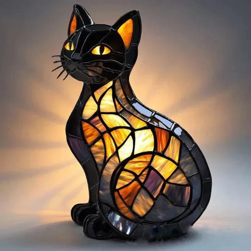Stained Glass Sitting Cat Table Lamp