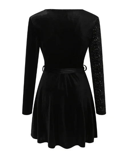 Nina Effortless Sequin Wrap Dress Chic Elevated Occasion Wear