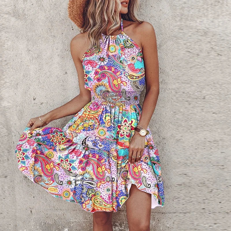 Lacy | Backless Asymmetrical Printed Mini Dress Lavender