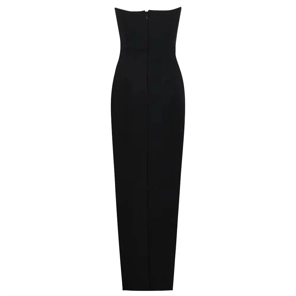 Sparkle Elegance Crystal Rose Embroidered Maxi Dress