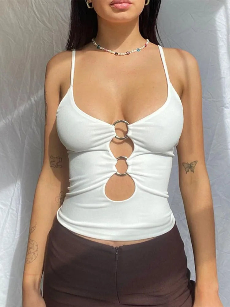Casual Sleeveless Backless Hollow Out Sexy Cami Top