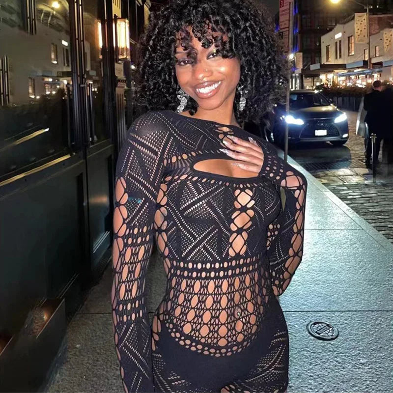 Deep V Lace Tight Hollow Party Mini Dress 4