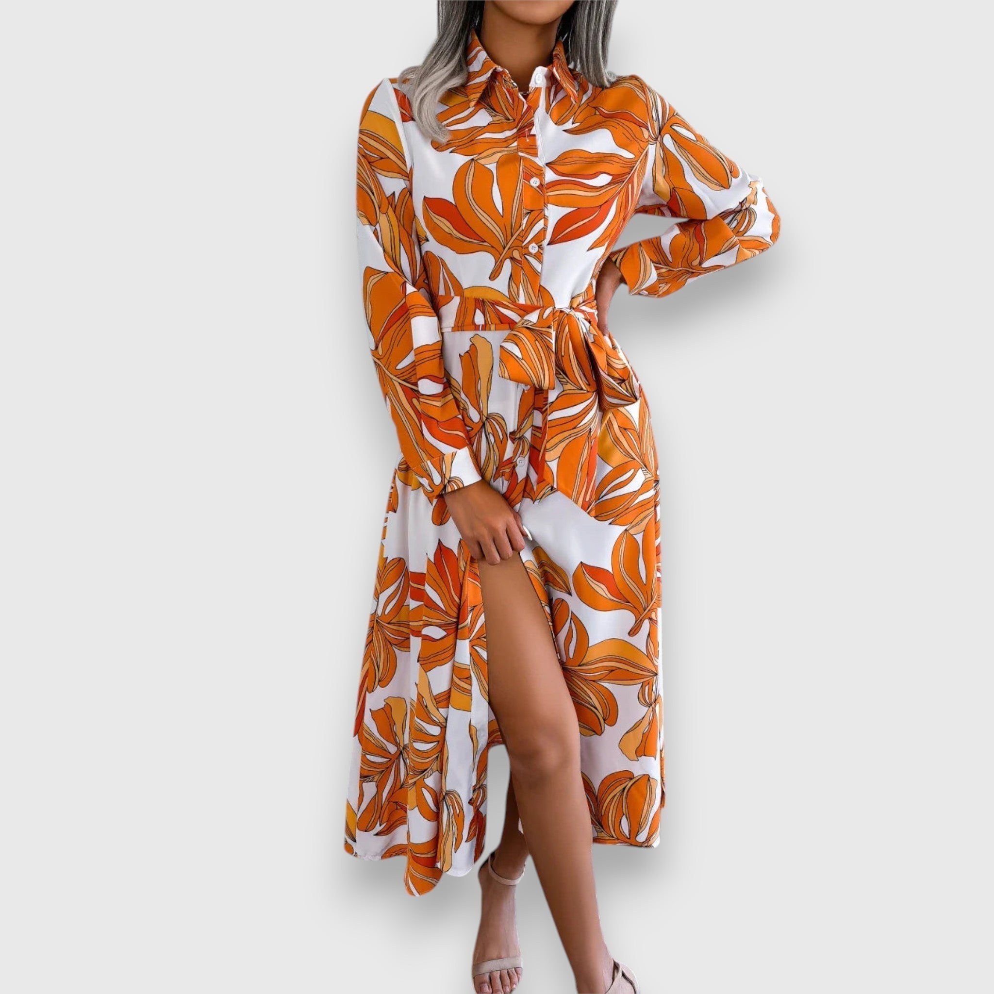 Emmie | Flowing Shirt Dress Orange