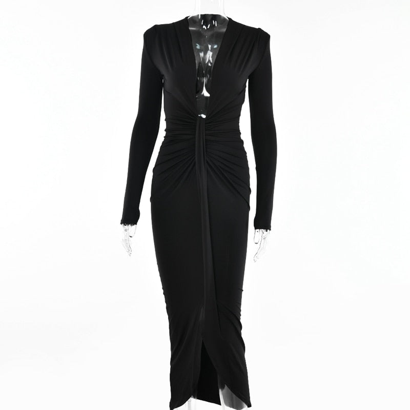 Deep V-Neck Bodycon Dress