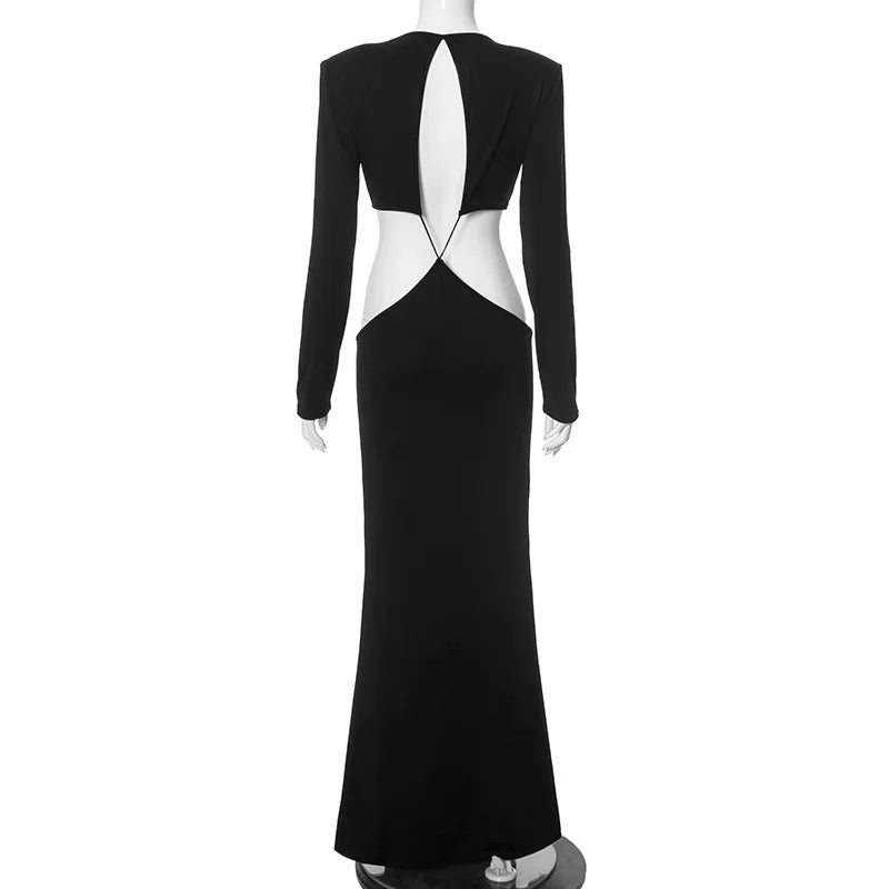 Black Cut Out Long Sleeve Dress Y2K Party Dress - View 10
