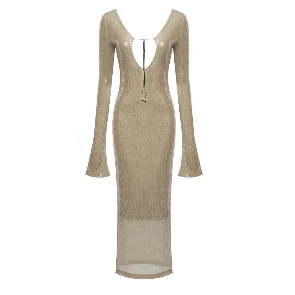 MARIA MIDI DRESS Light Tan
