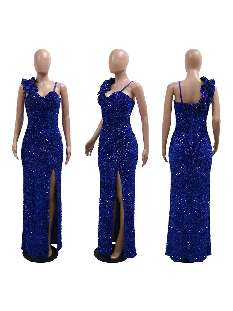 Velvet Backless Deep V-Neck Long Sleeve Maxi Dress