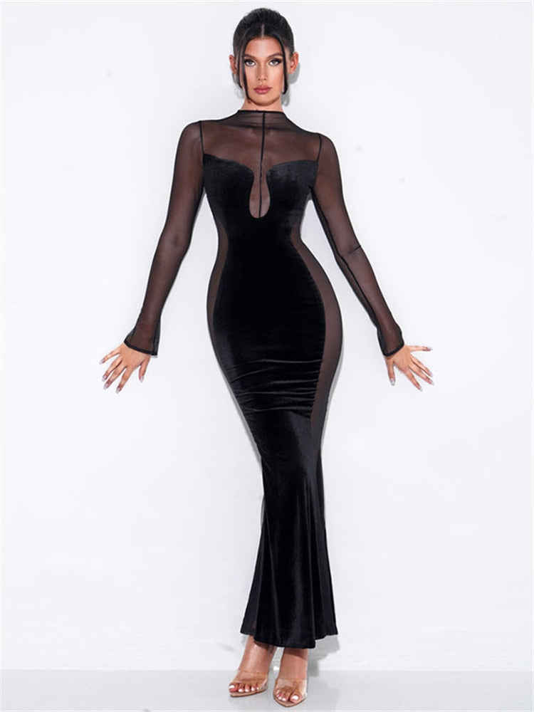 Patchwork Sheer Mesh Dress