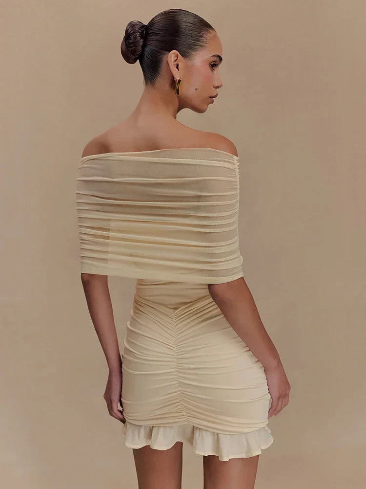 Strapless Mesh Ruffled Backless Mini Dress - View 3