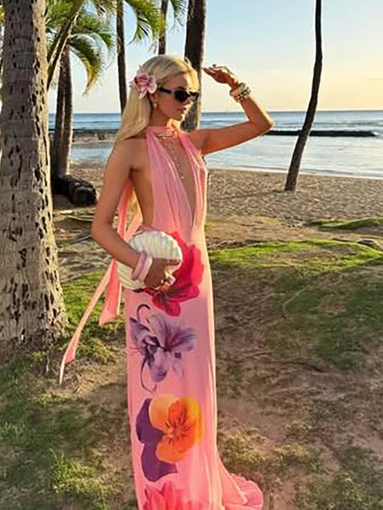Tassel Laceup Patchwork Floral Dress