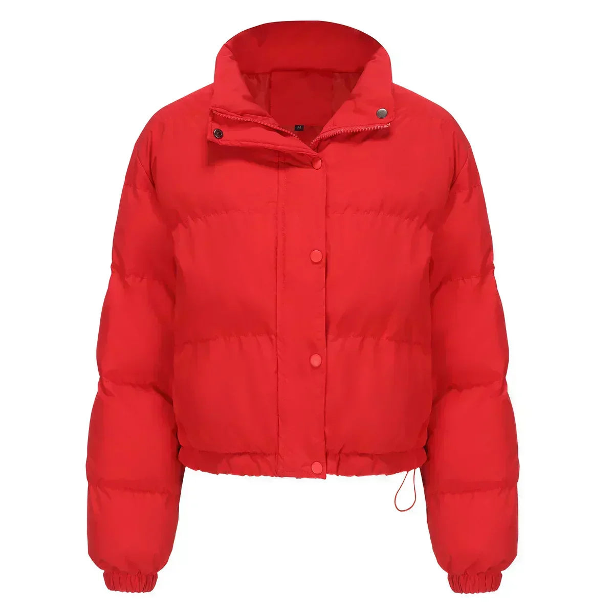 Stand Collar Long Sleeve Cropped Puffer Jacket