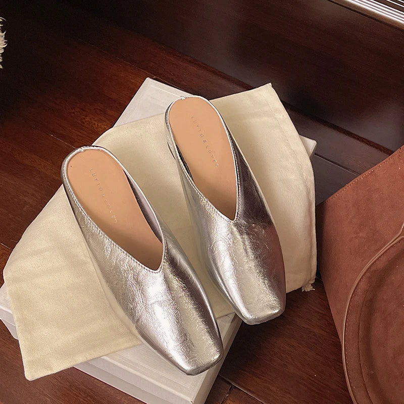 Square Toe Flat Mules