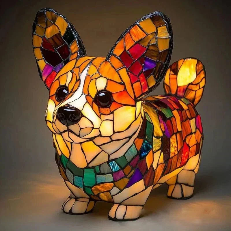 Stained Glass Corgi Dog Table Lamp