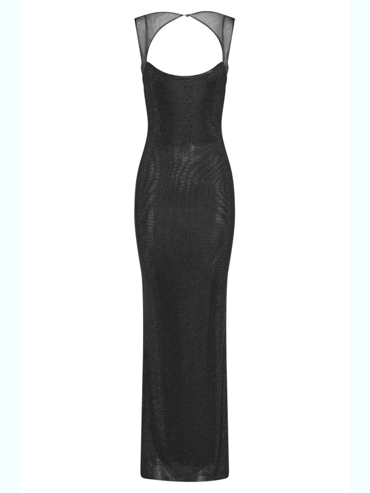 PAULA CRYSTAL MAXI DRESS Black